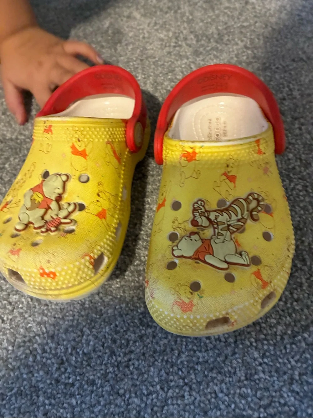 Kids Yellow Winnie the Pooh Slip-On Crocs size 8